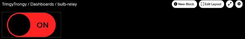 The bulb-relay dashboard with its Toggle block