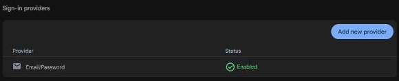Authentication: Email/Password provider enabled
