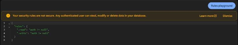Realtime Database rules: read and write only for signed-in users