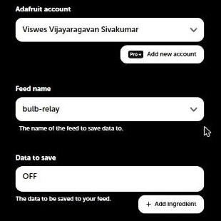 Action for Bulb Off: feed bulb-relay, data OFF
